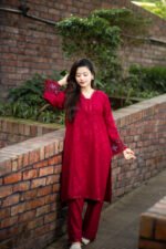Crimsoin Red Long Two Piece Kameez - Image 3