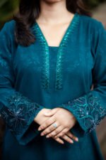 Deep Teal Long Two Piece Kameez - Image 2