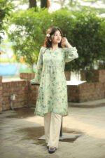 Green floral printed Single Kurti