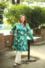 Teal Floral Printer Single Kurti