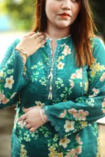 Teal Floral Printer Single Kurti - Image 2